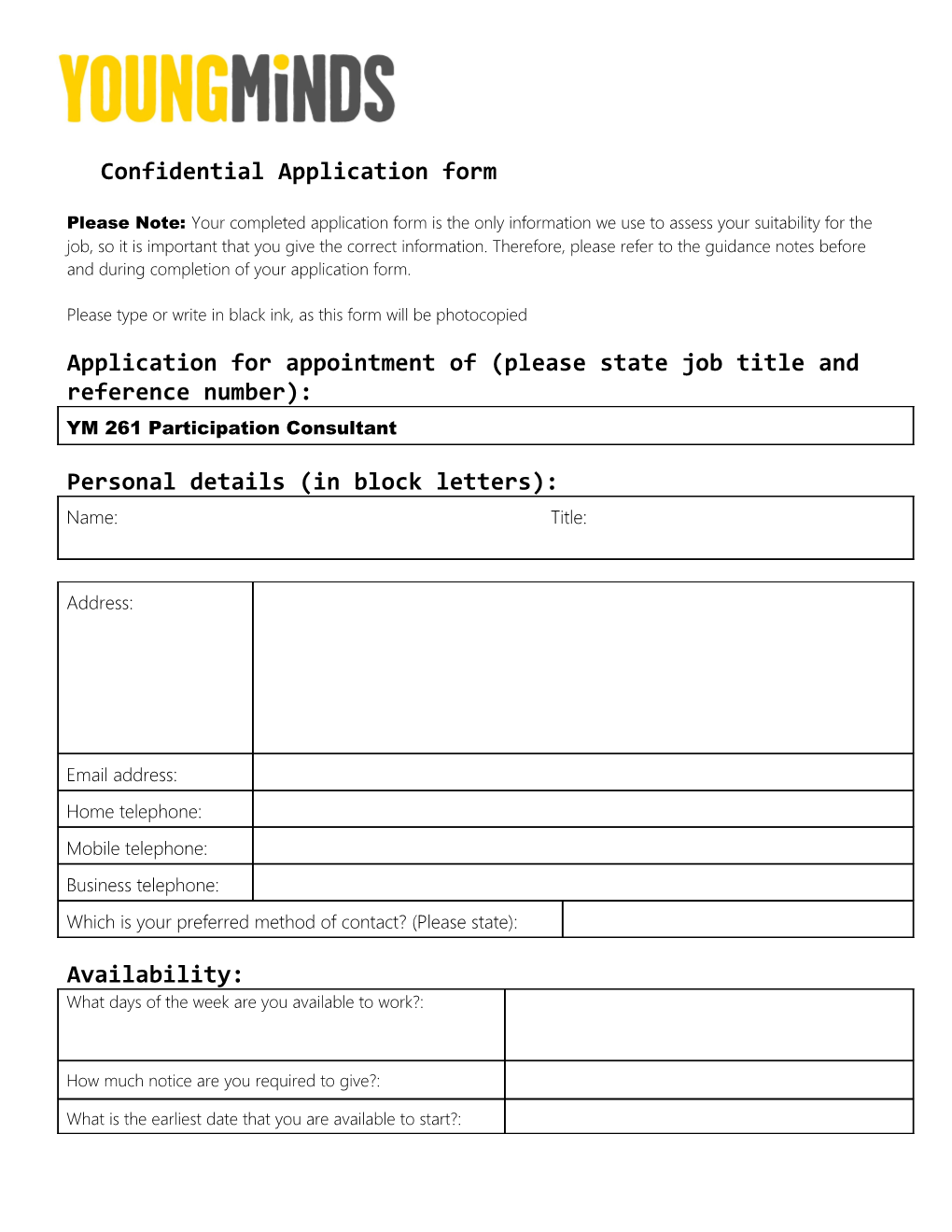 Confidential Application Form s3