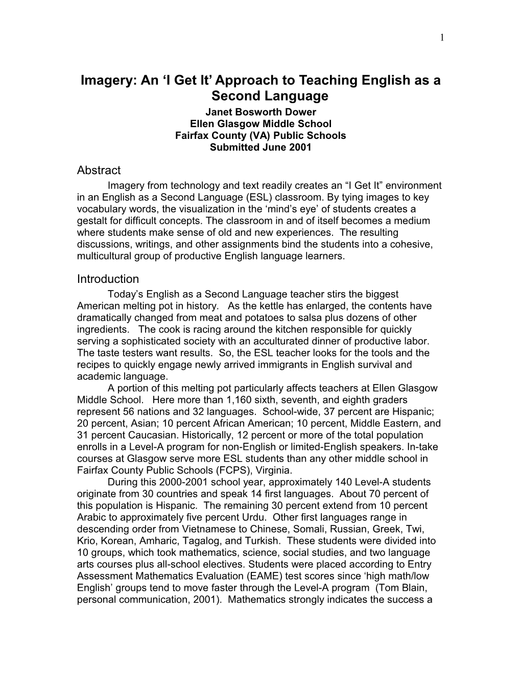 Imagery—An ‘I Get It’ Approach To Teaching English As A Second Language