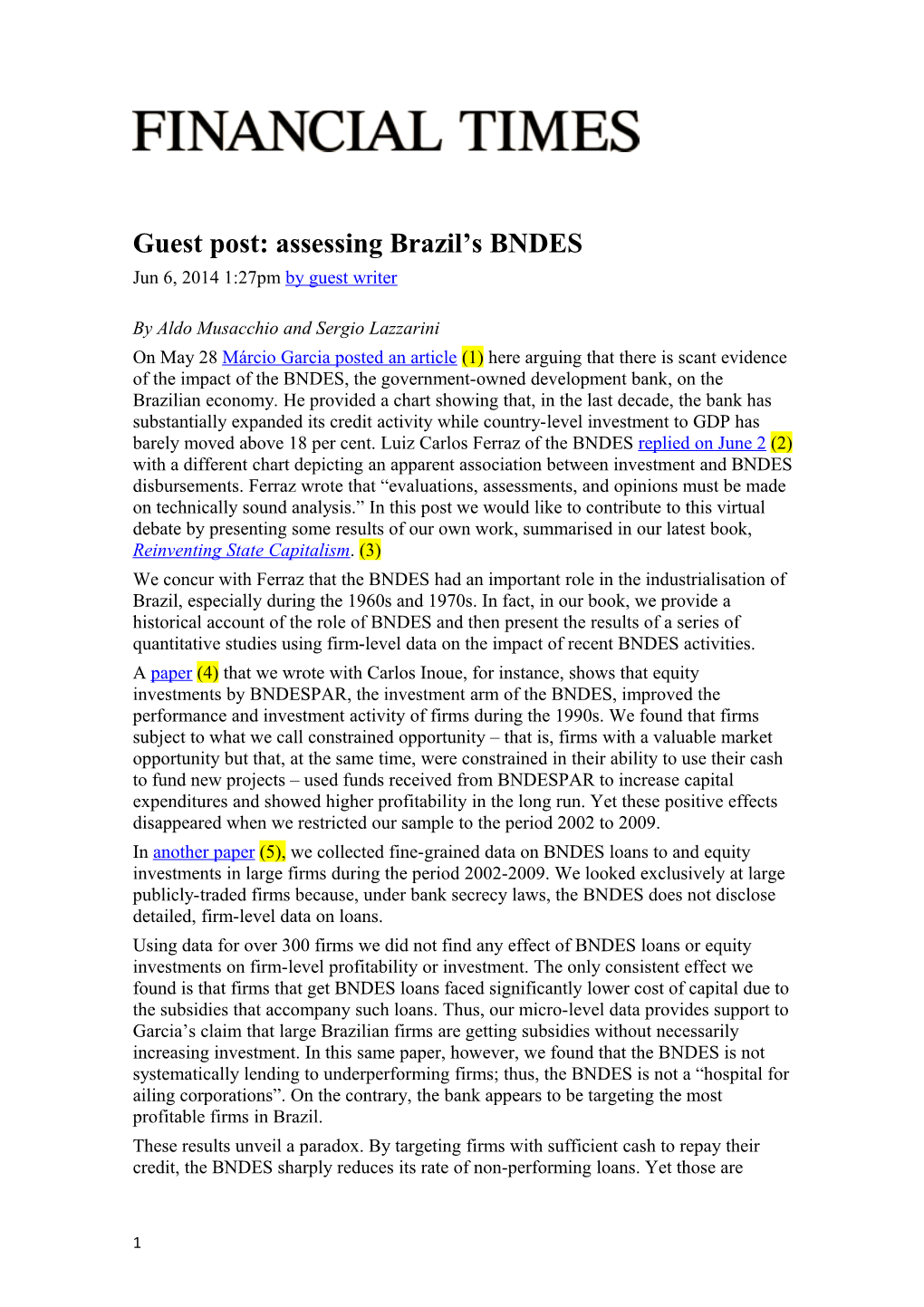 Guest Post: Assessing Brazil S BNDES