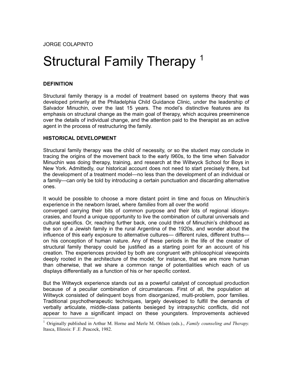 Structural Family Therapy