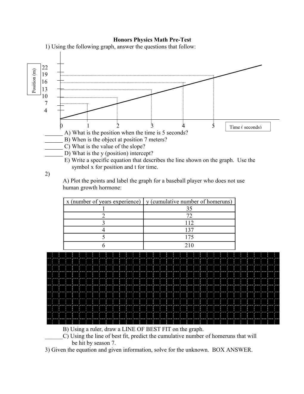 Academic Physics Pre-Test