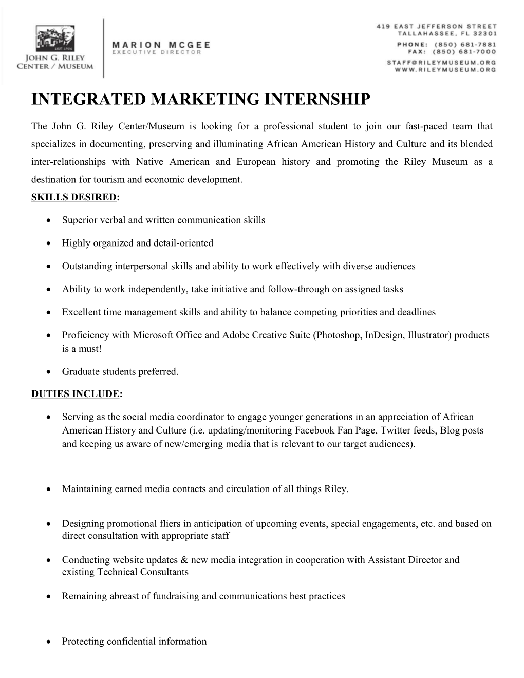 Integrated Marketing Internship