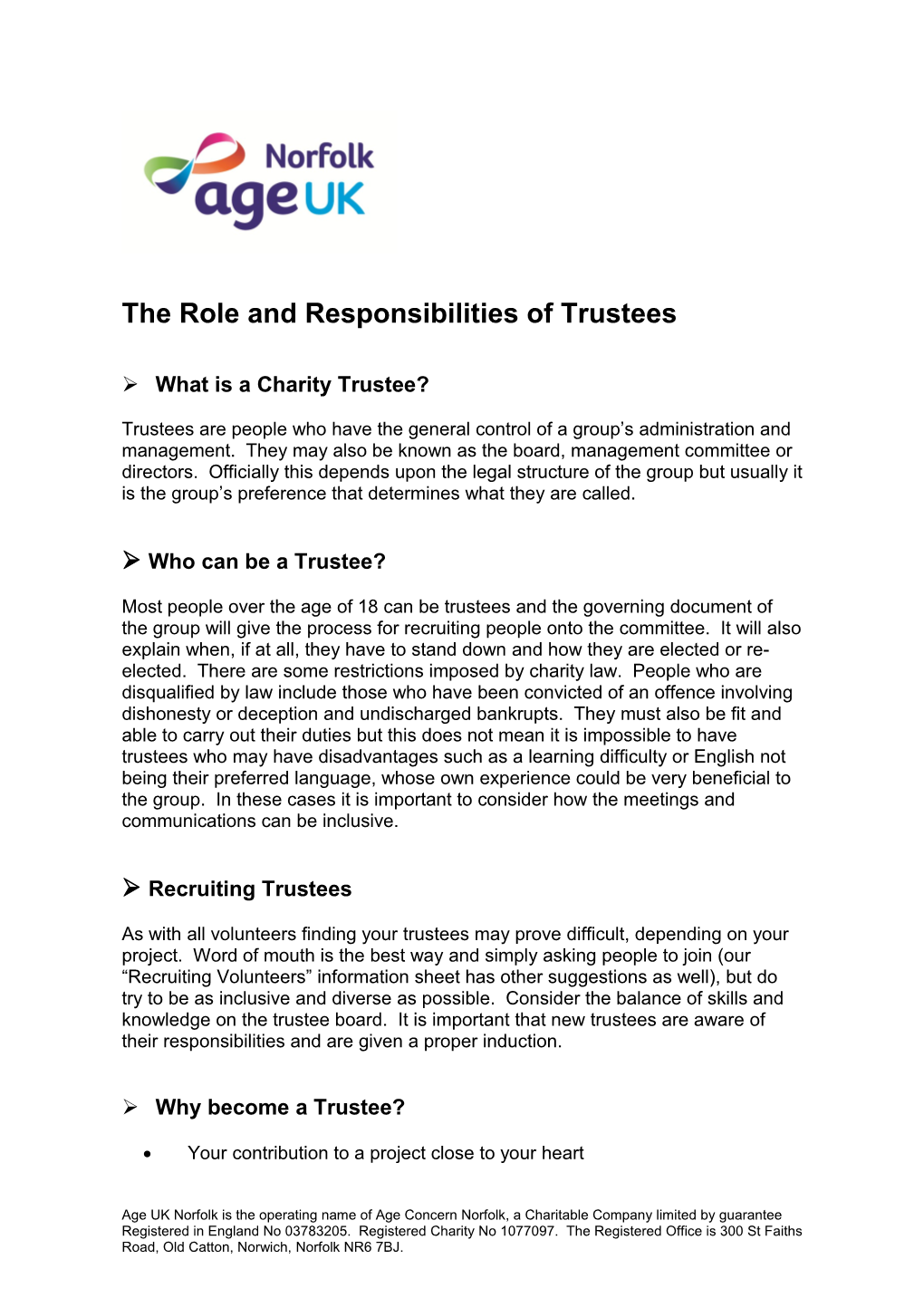 The Role and Responsibilities of Trustees