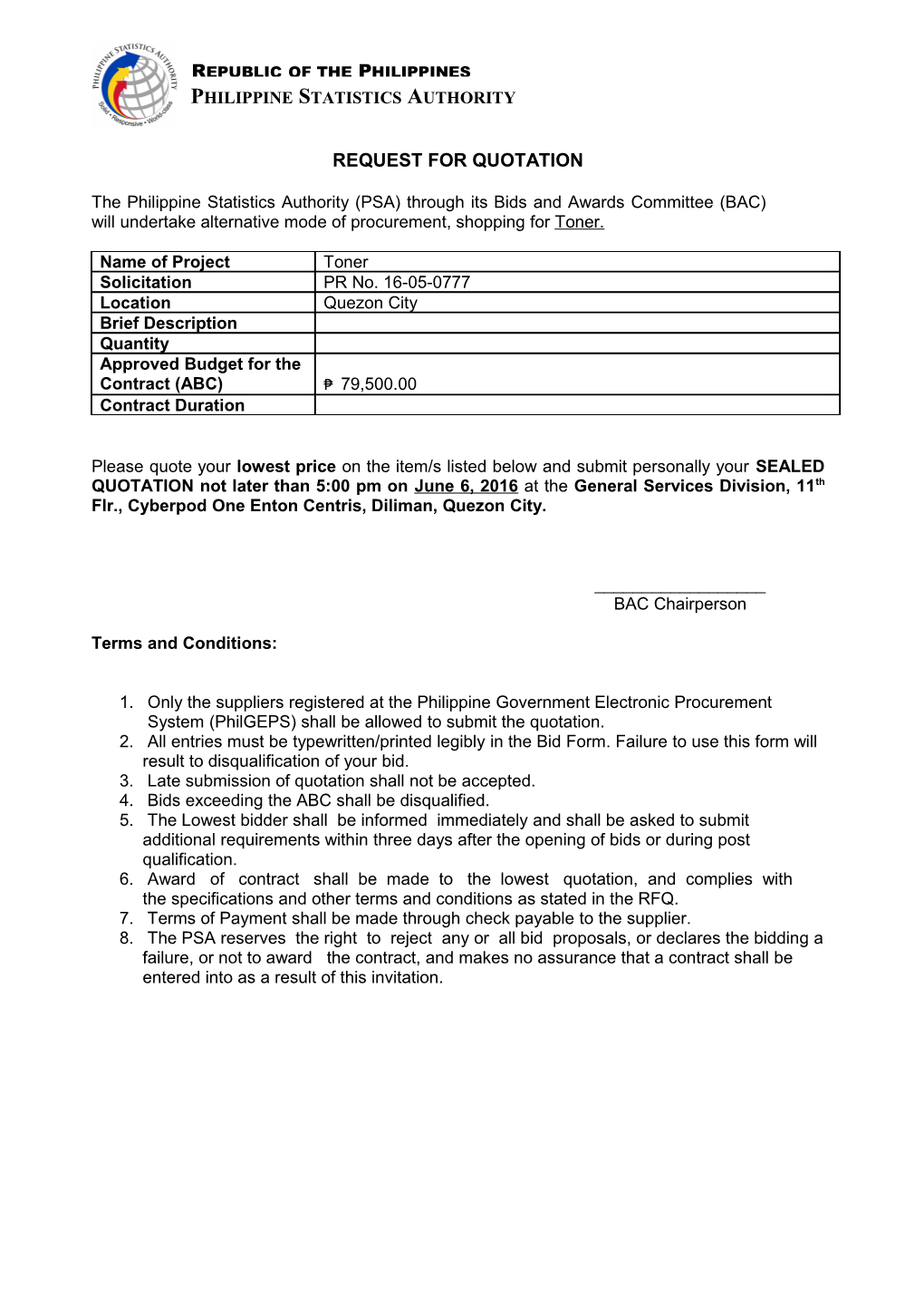 Request for Quotation s58