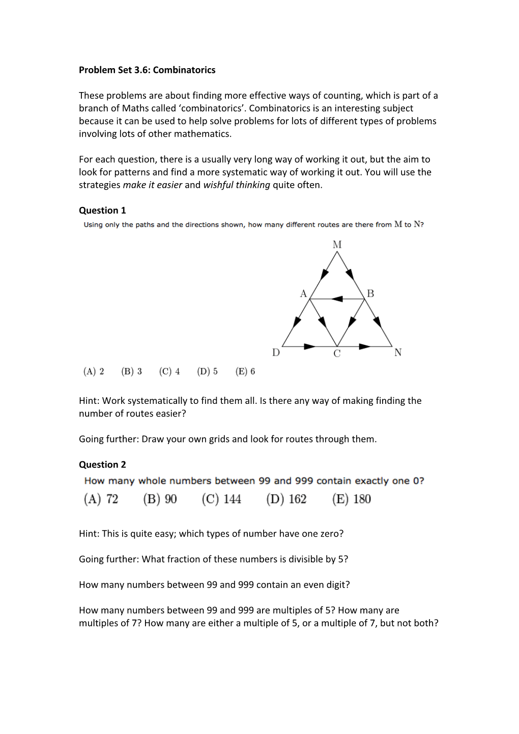 Problem Set 3.6: Combinatorics