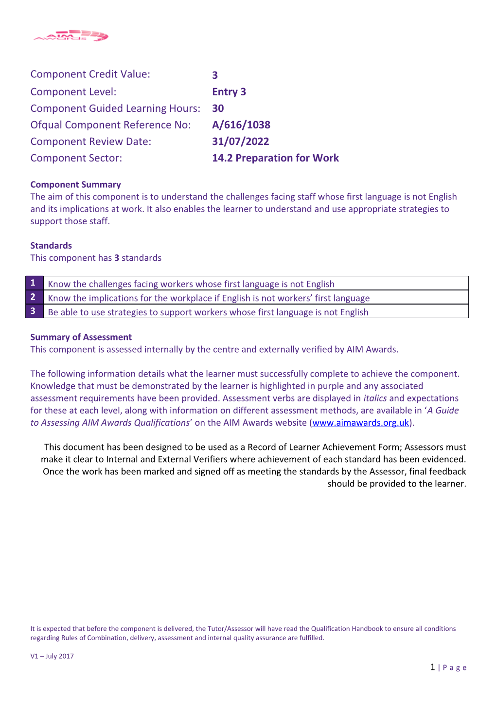 Component Summary s1