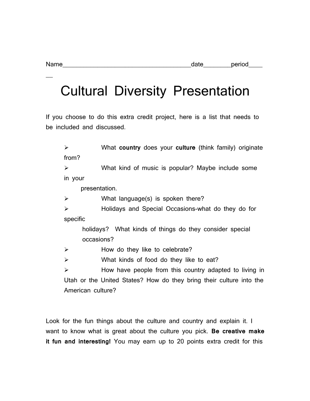 Cultural Diversity Presentation