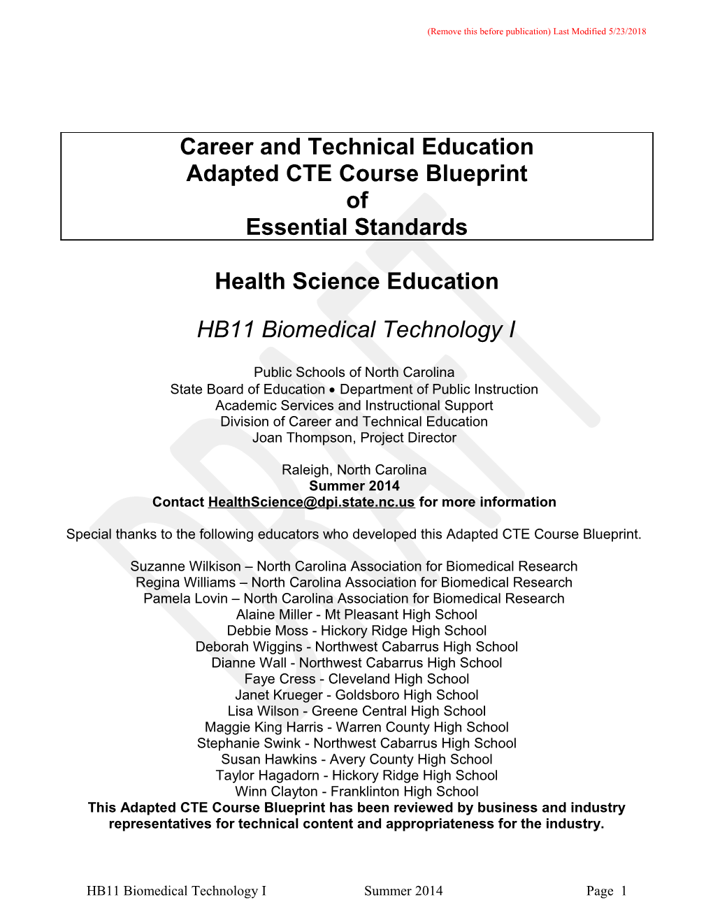 Adapted CTE Course Blueprint