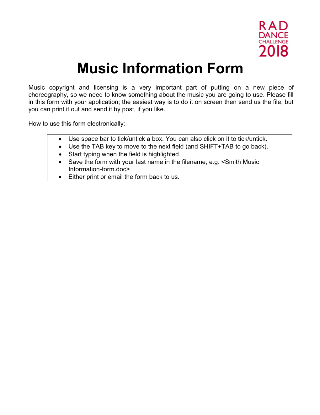 Music Information Form