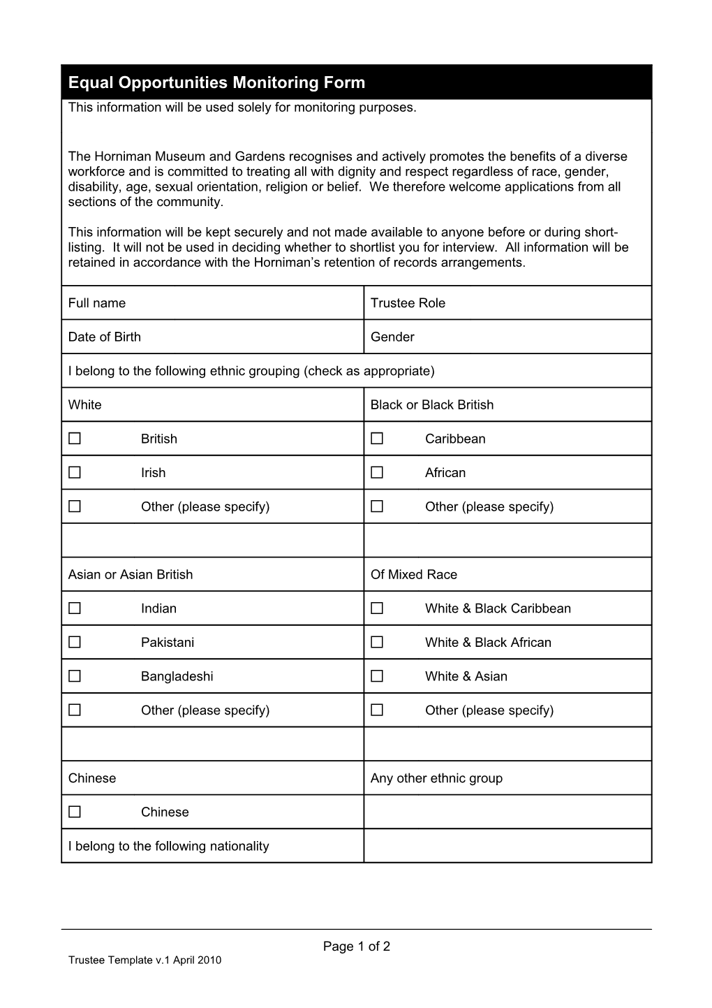 Equal Opportunities Monitoring Form s9