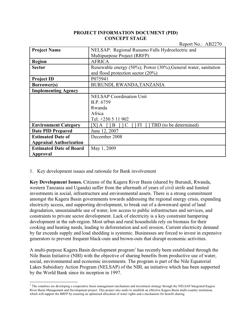 Project Information Document (Pid) s13