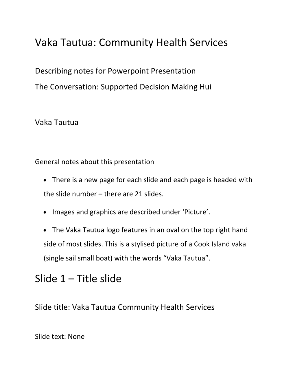 Vaka Tautua: Community Health Services
