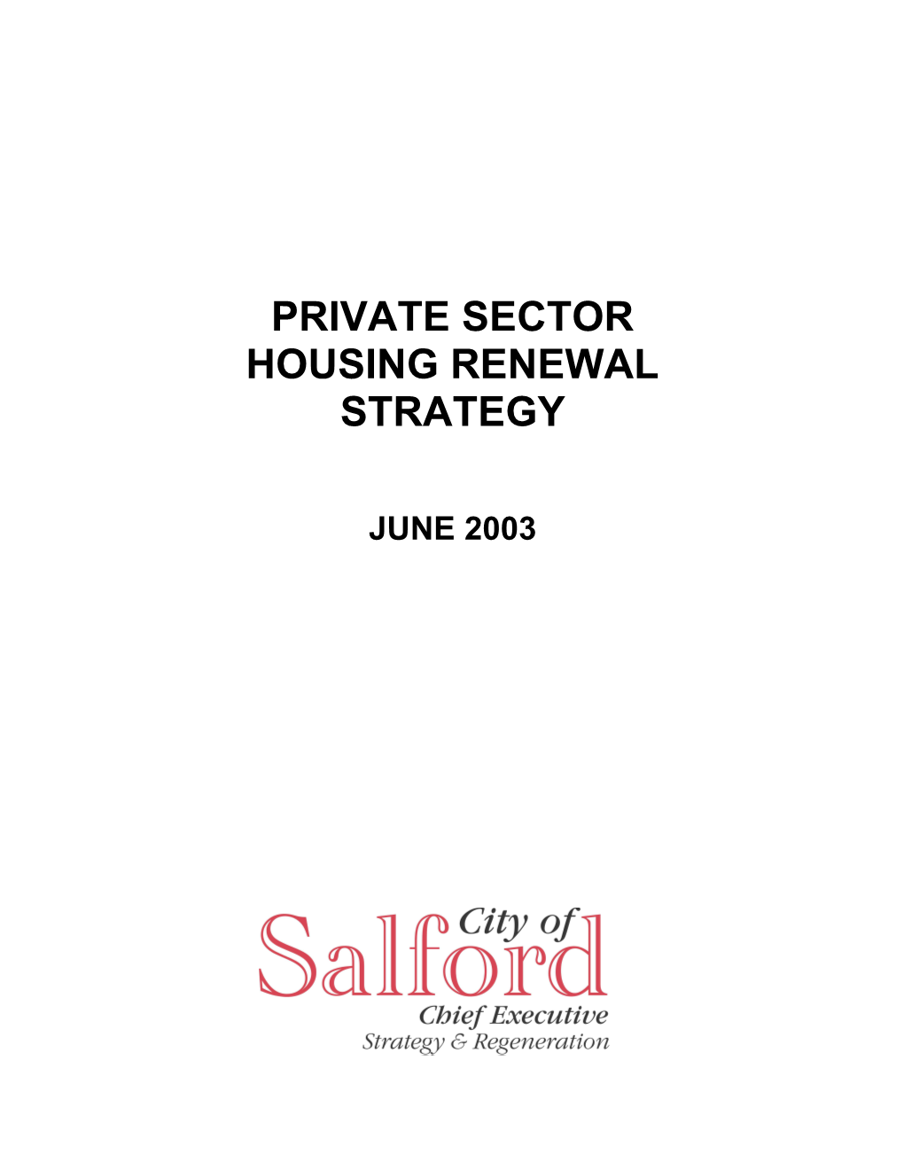 Draft Private Sector Housing Renewal Strategy