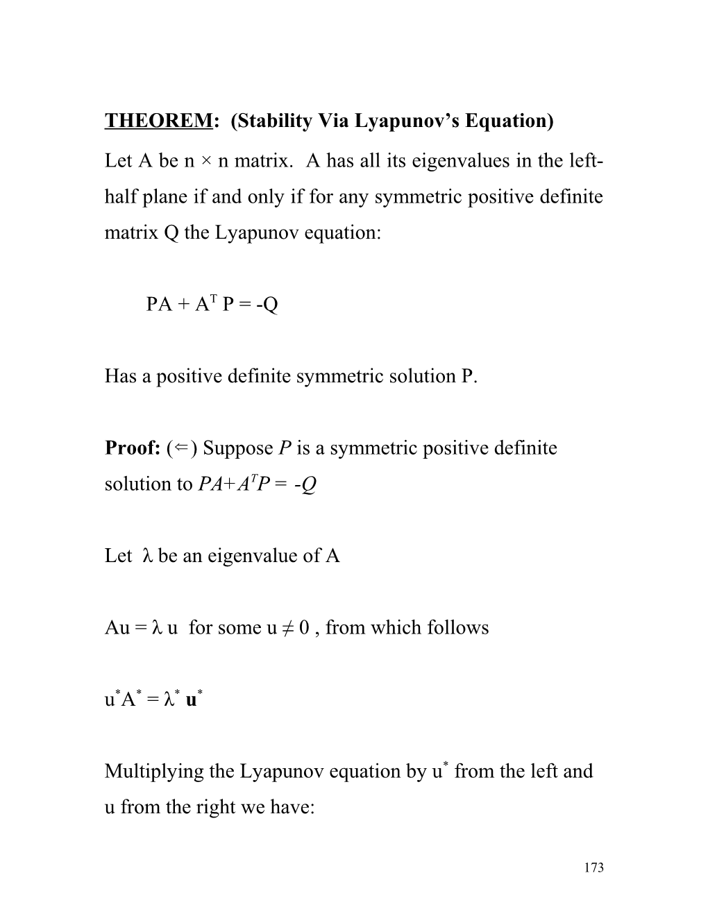 Lyapunov Stability Theory: a Brief Intro
