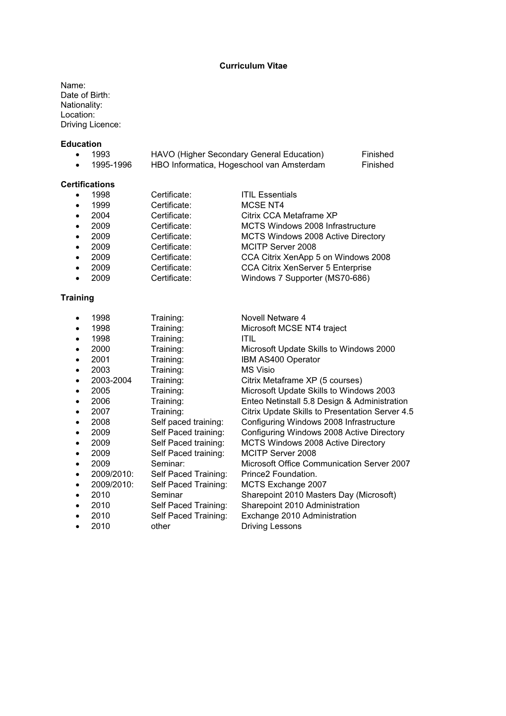 Curriculum Vitae s77