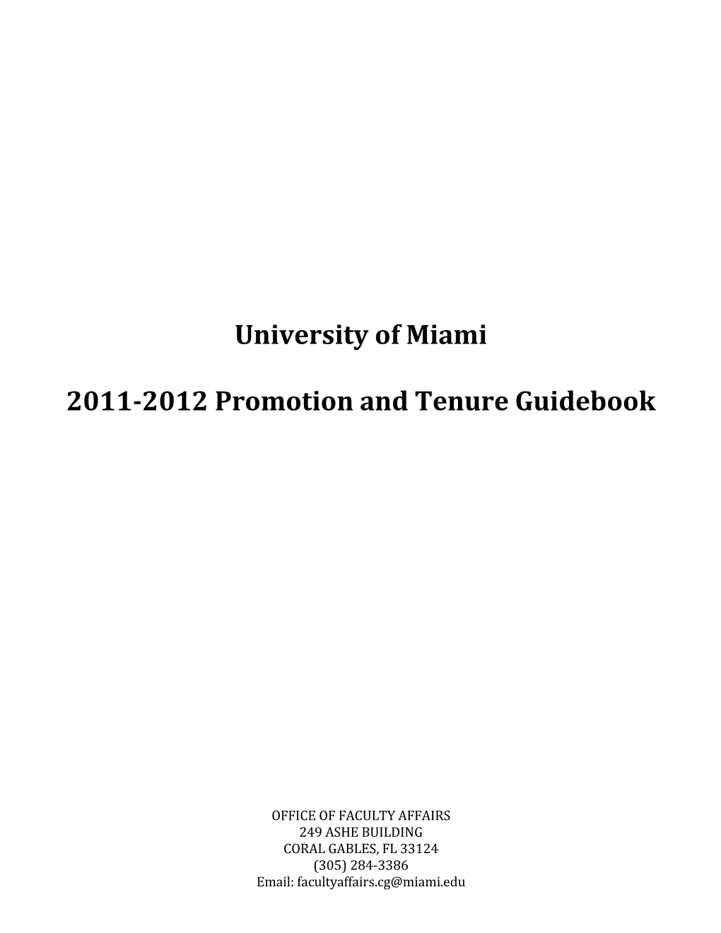 2011-2012 Promotion and Tenure Guidebook