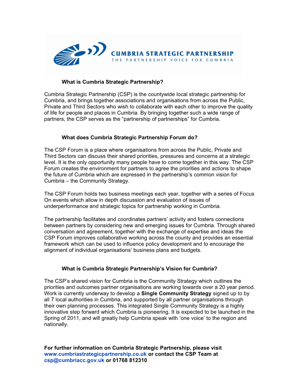 What Is Cumbria Strategic Partnership