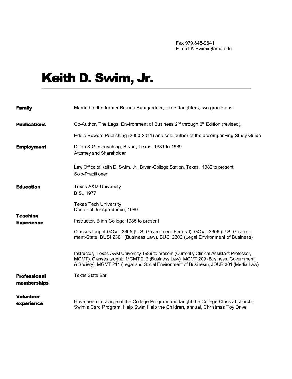 Keith D. Swim, Jr