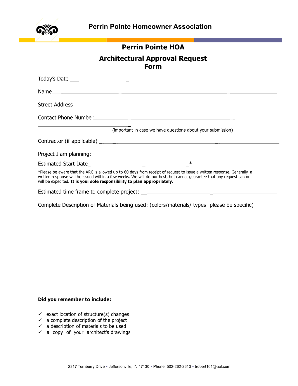 Architectural Approval Request Form
