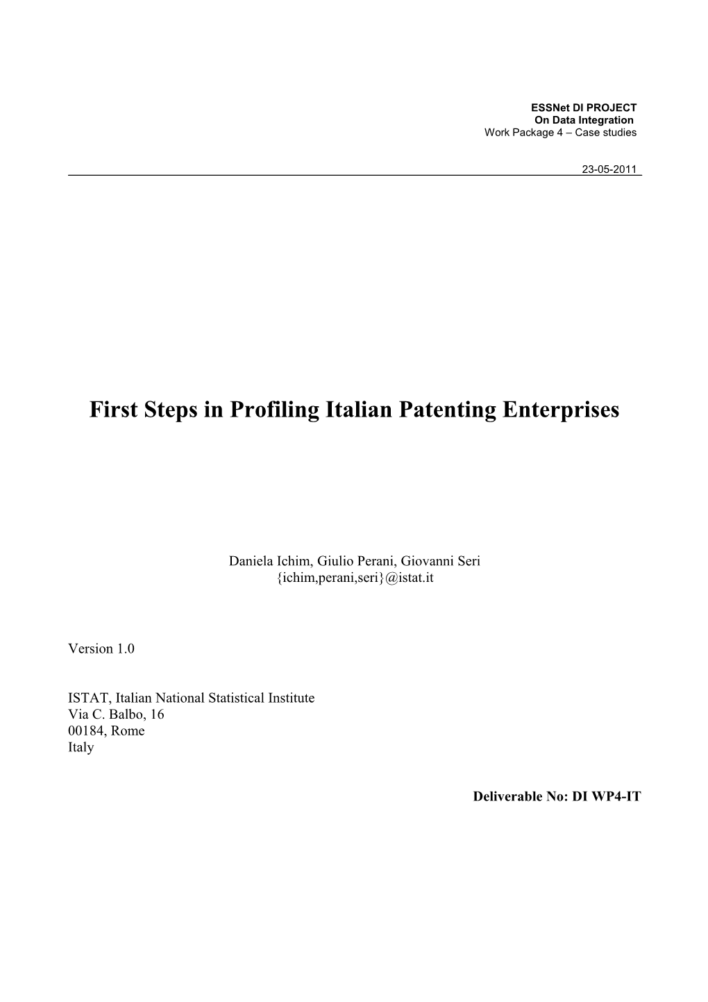 First Steps in Profiling Italian Patenting Enterprises