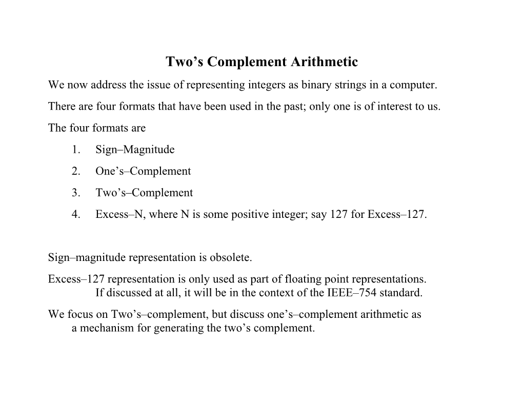 Two S Complement Arithmetic