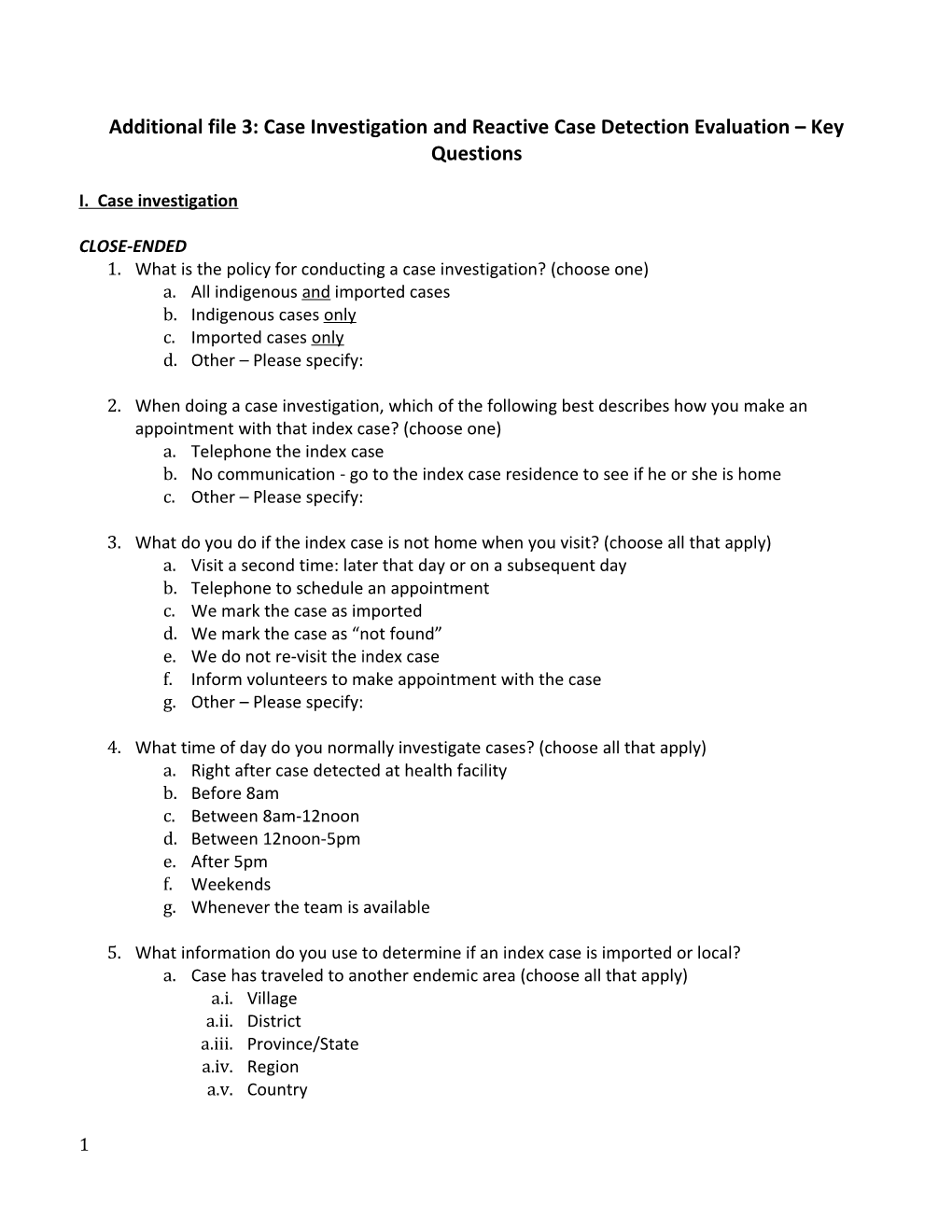 Additional File 3:Case Investigation and Reactive Case Detectionevaluation Key Questions