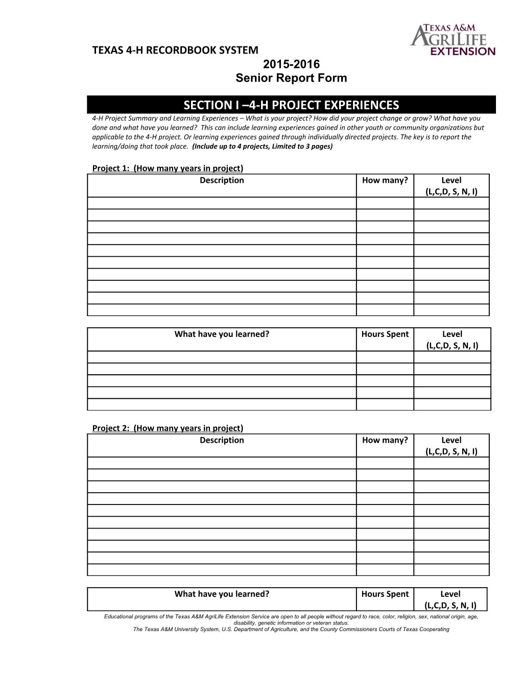 Texas 4-H Recordbook System