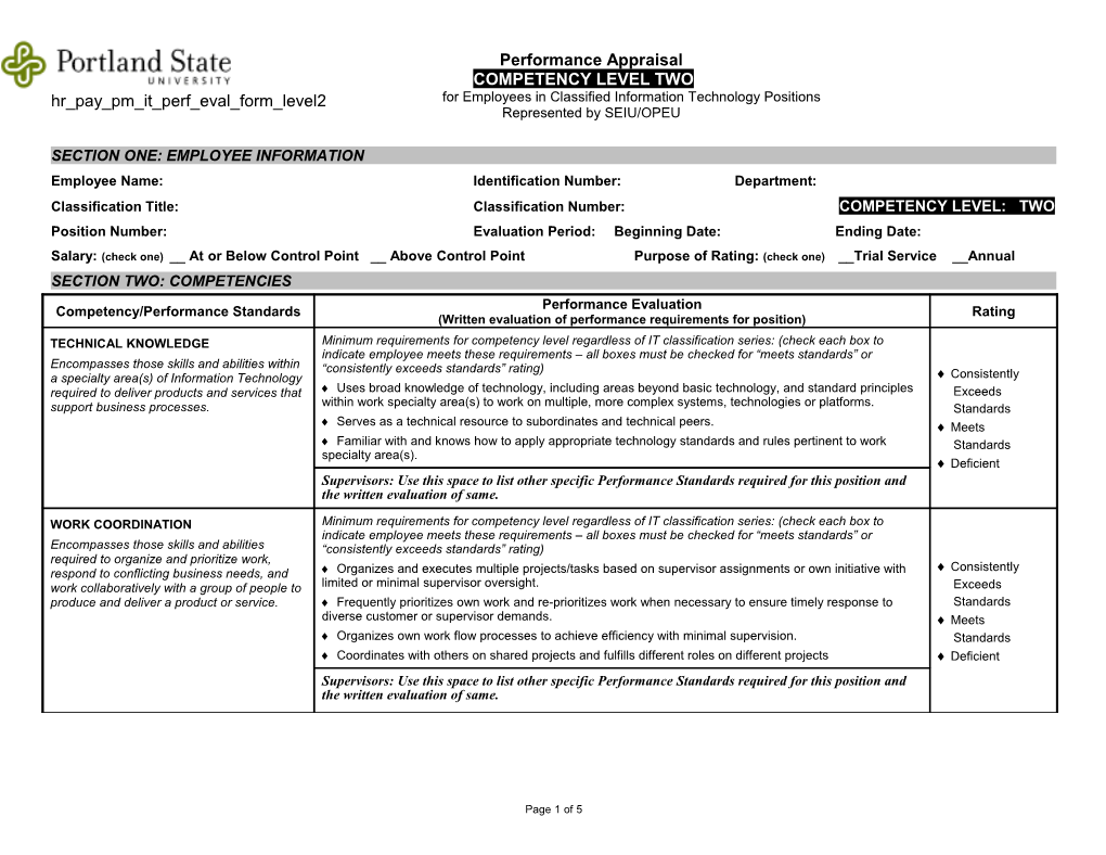 Section One: Employee Information