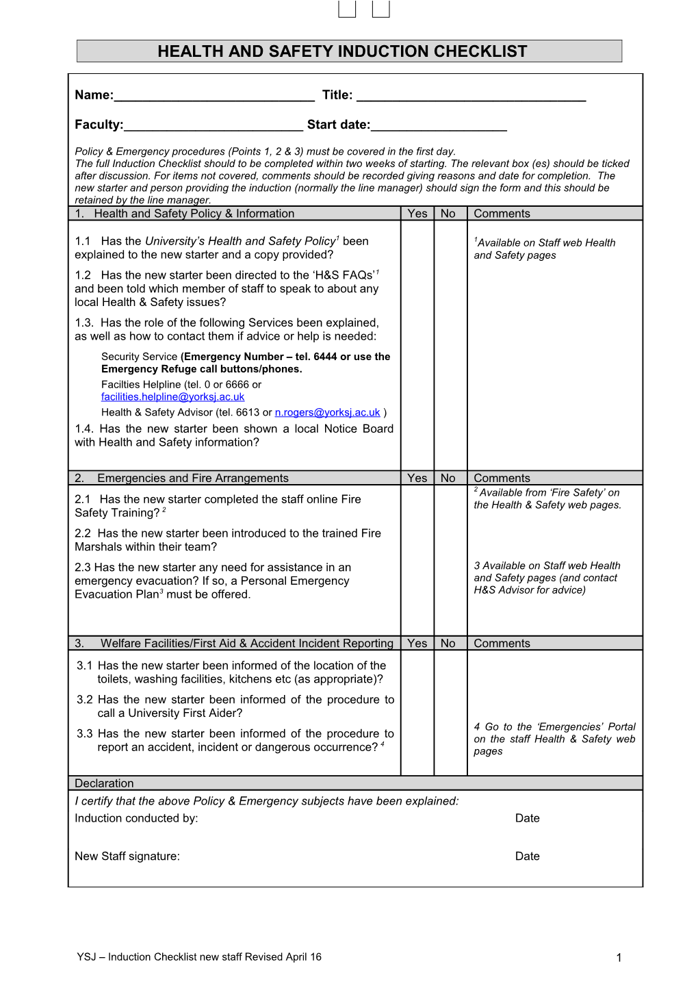 Health and Safety Induction Checklist s1