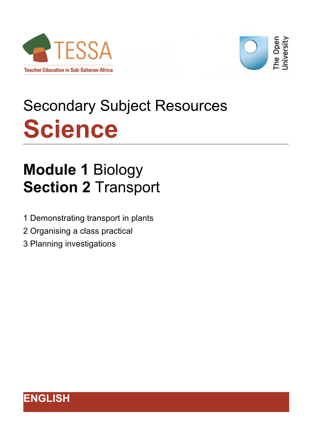Module 1 Biology Section 2 Transport s1