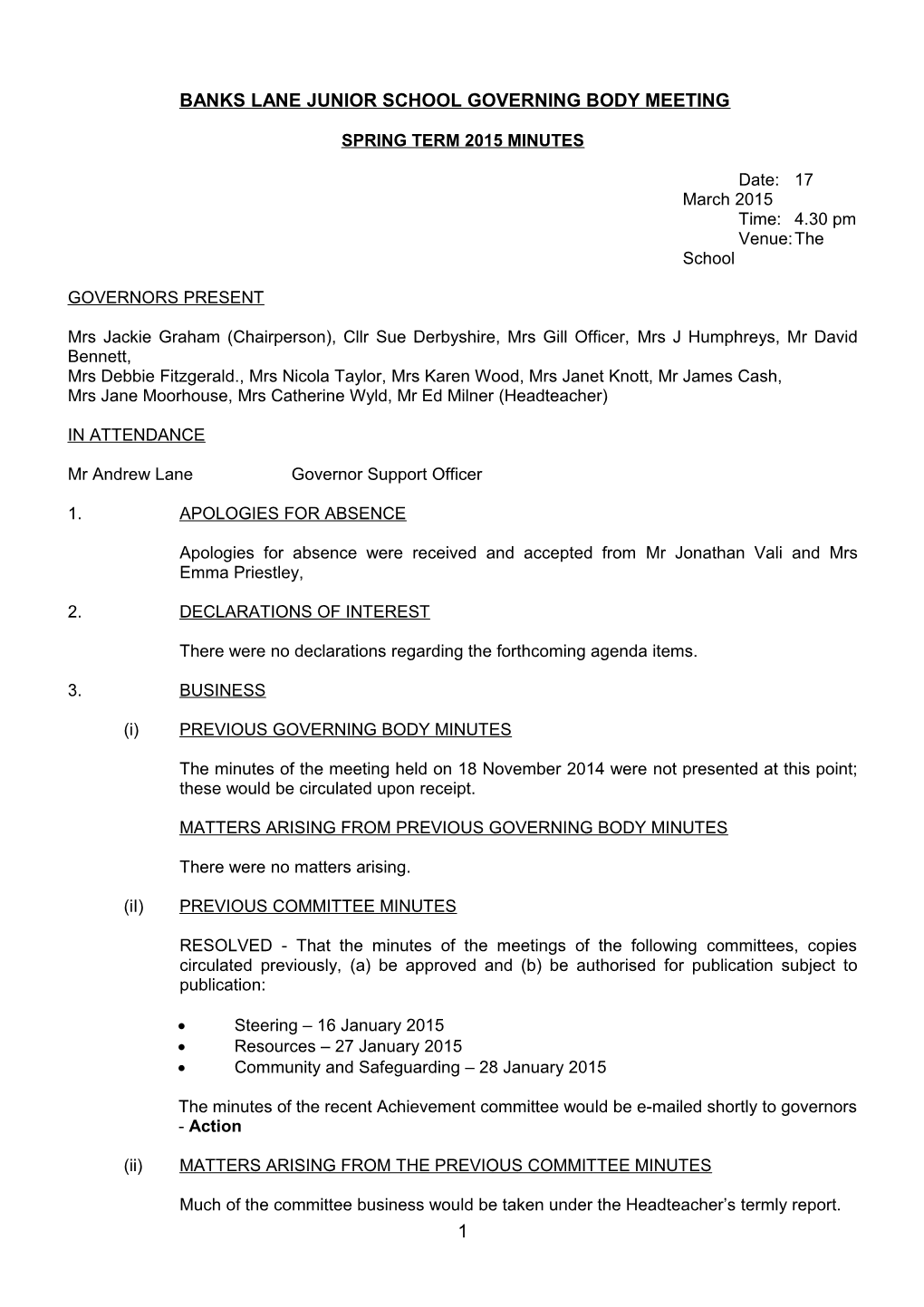 Abingdon Primary School Governing Body