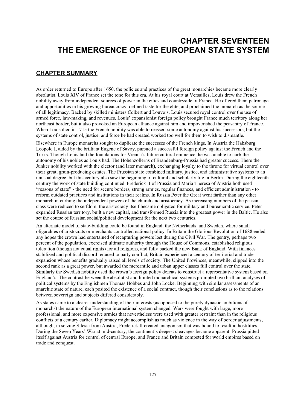 The Emergence of the European State System