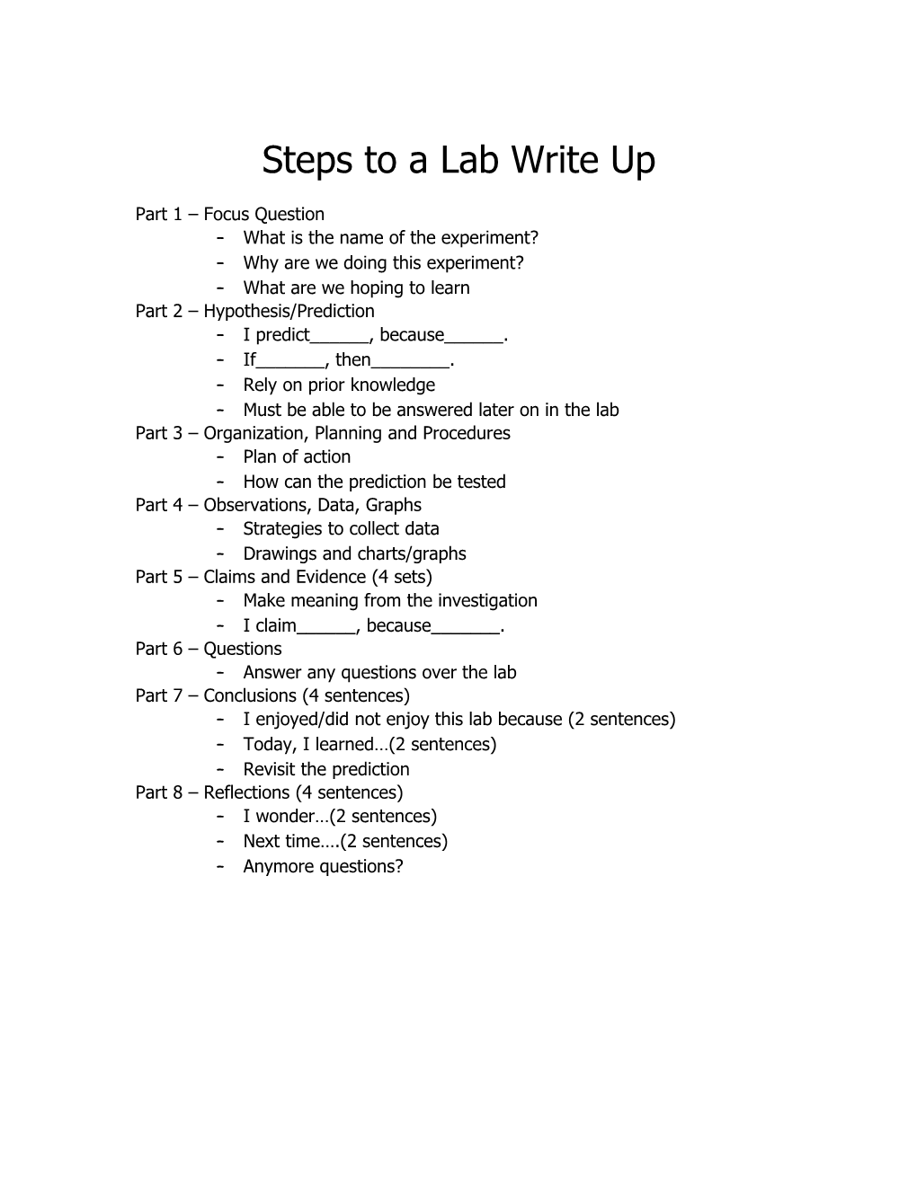 Seven Steps to a Lab Write Up