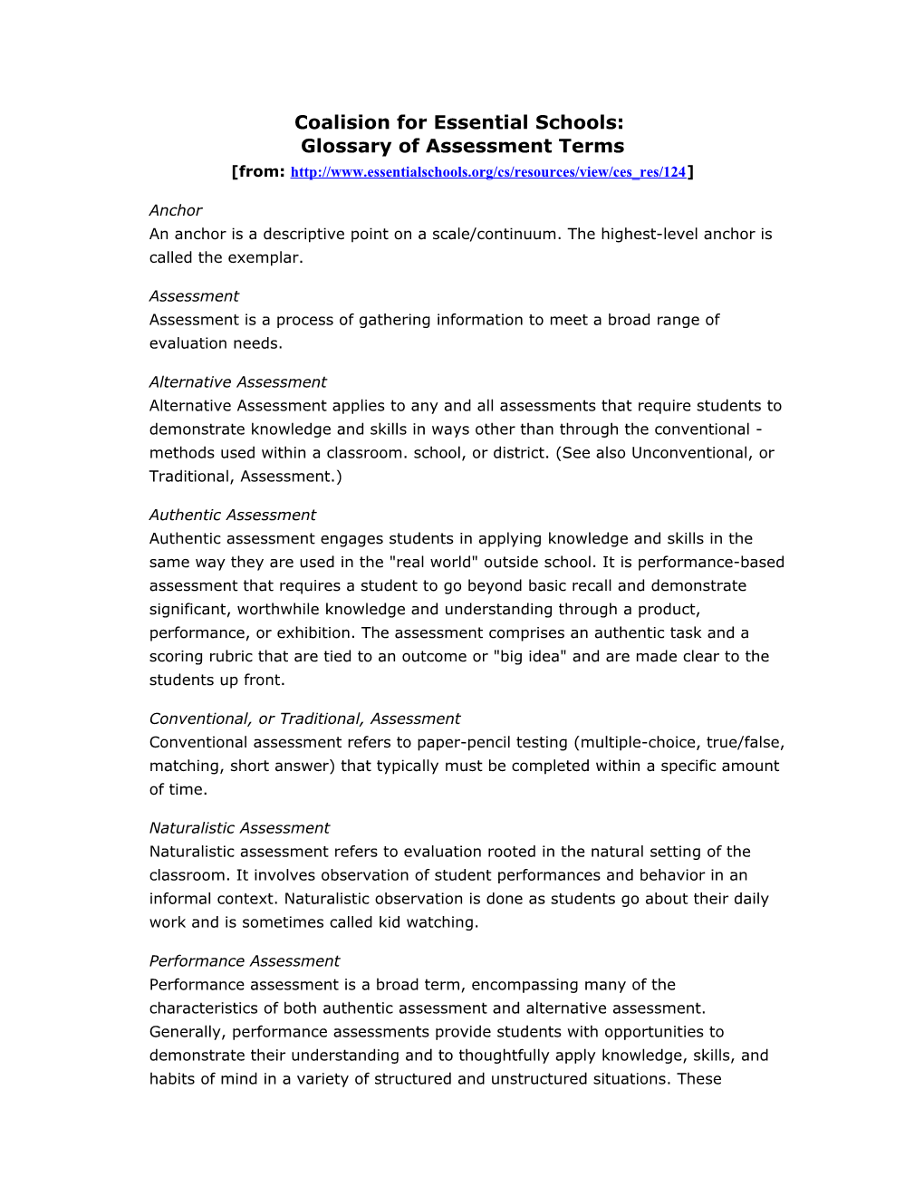 Coalision for Essential Schools