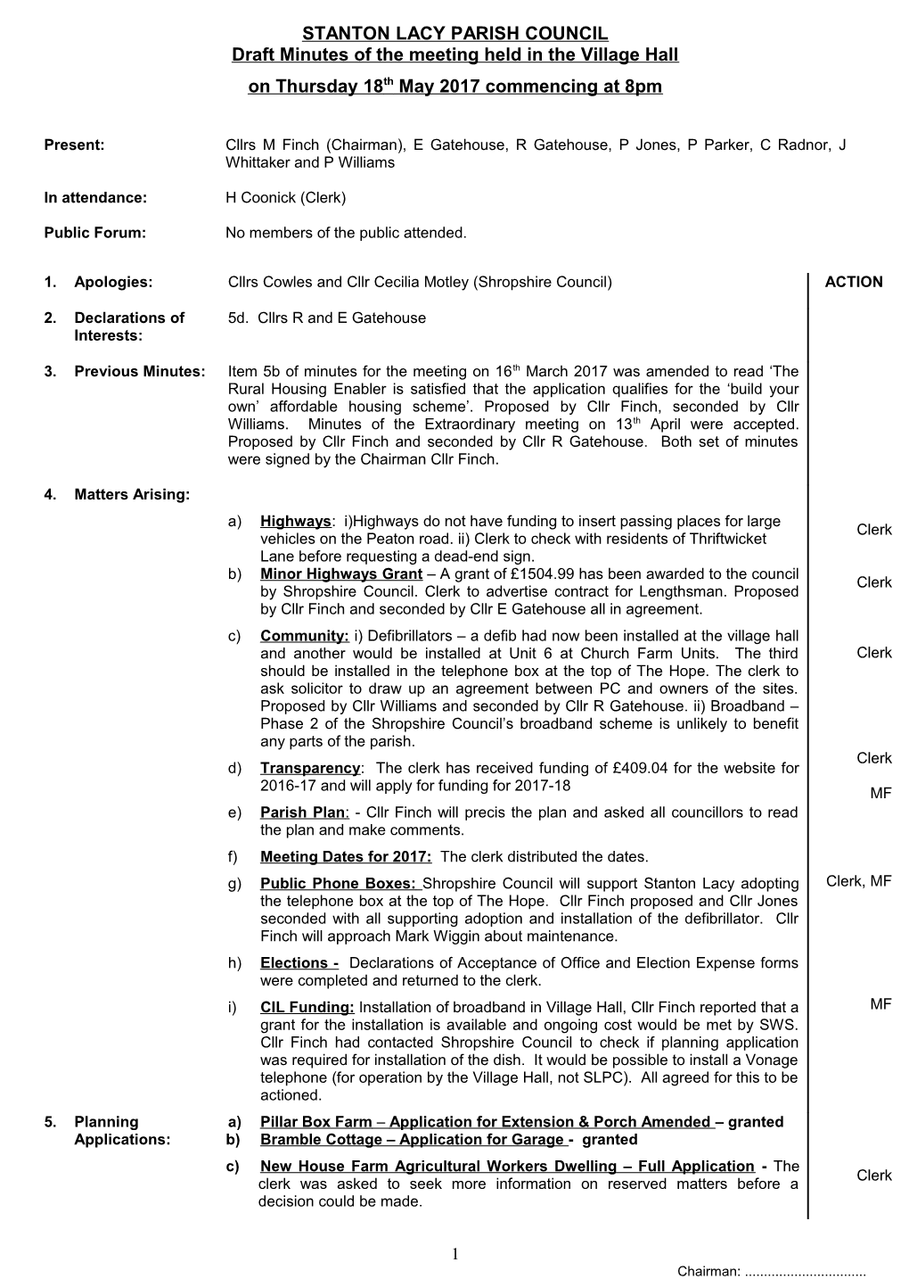 Stanton Lacy Parish Council