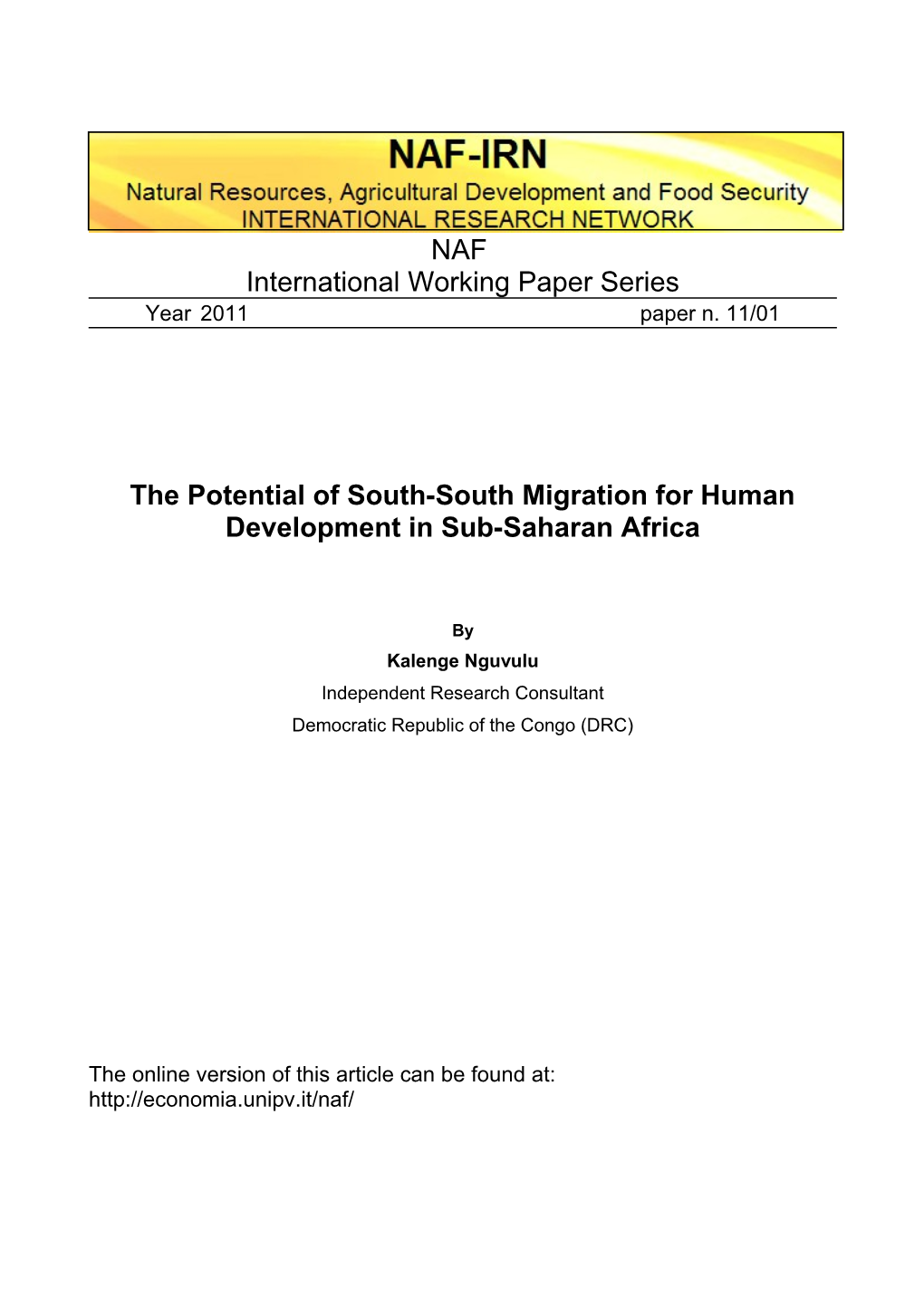 The Potential of South-South Migration for Human Development in Sub-Saharan Africa