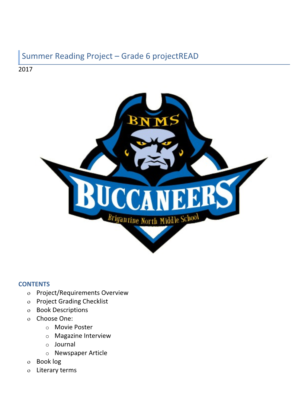 Summer Reading Project Grade 6 Projectread