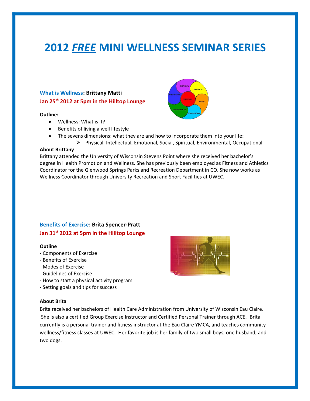 2012 Free Mini Wellness Seminar Series