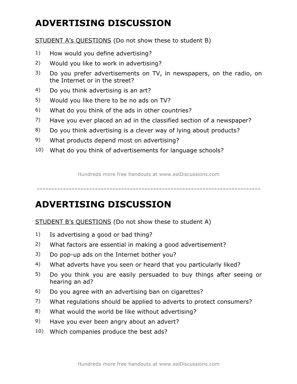 ESL Conversation Lesson on Advertising