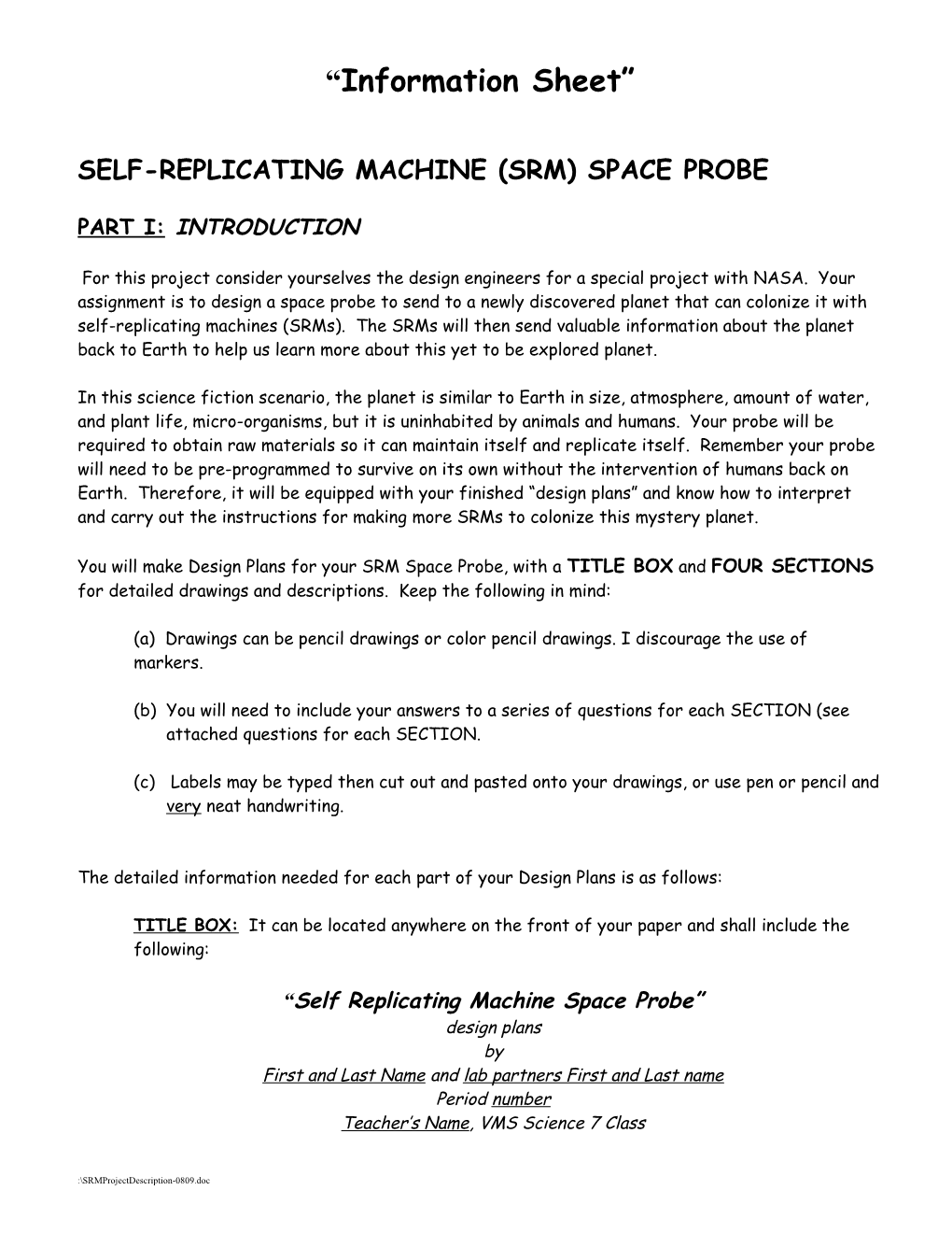 Self-Replicating Machine (Srm) Project