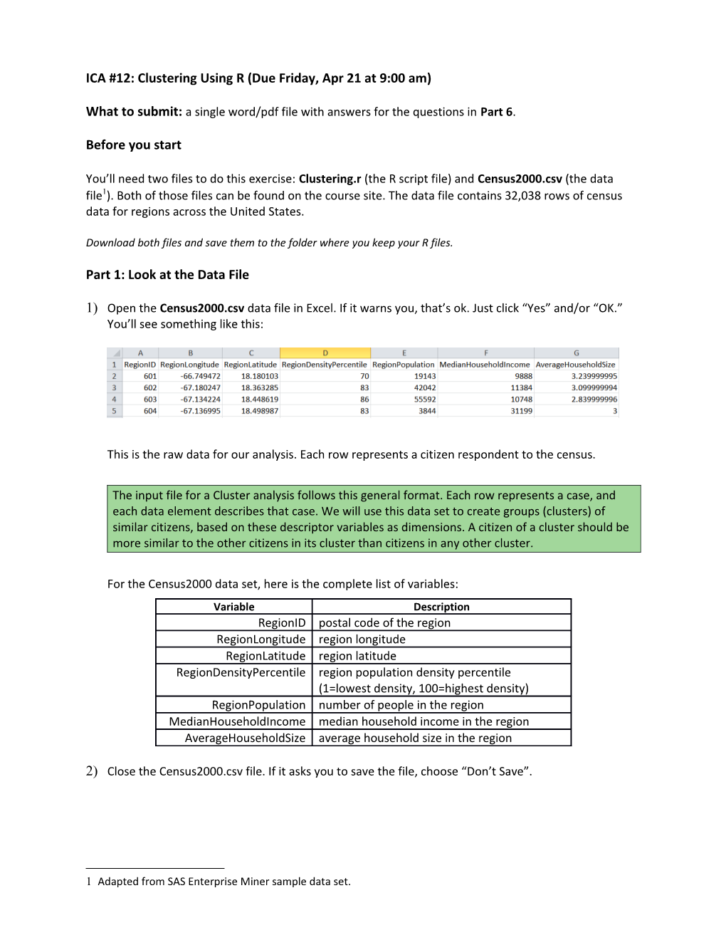 ICA #12: Clustering Using R (Due Friday, Apr 21 at 9:00 Am)