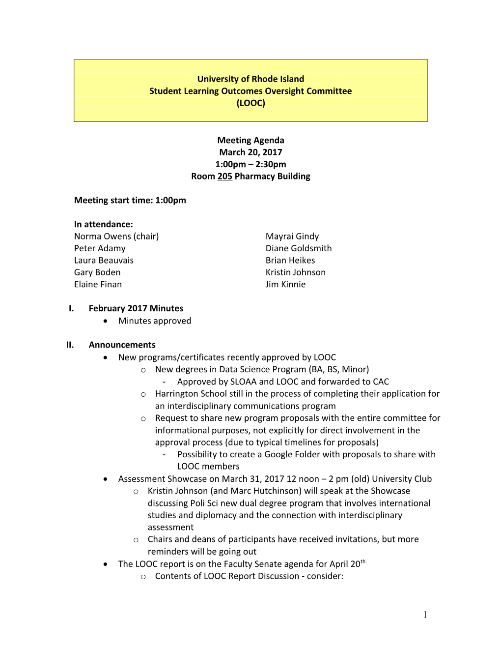 Student Learning Outcomes Oversight Committee