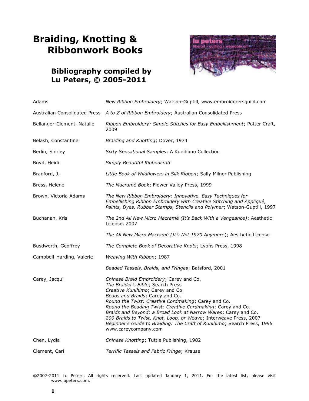 Braiding, Knotting & Ribbonwork Books