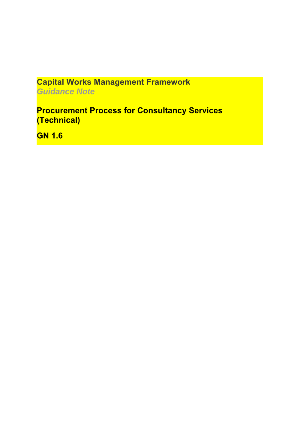 Procurement Process for Consultancy Services