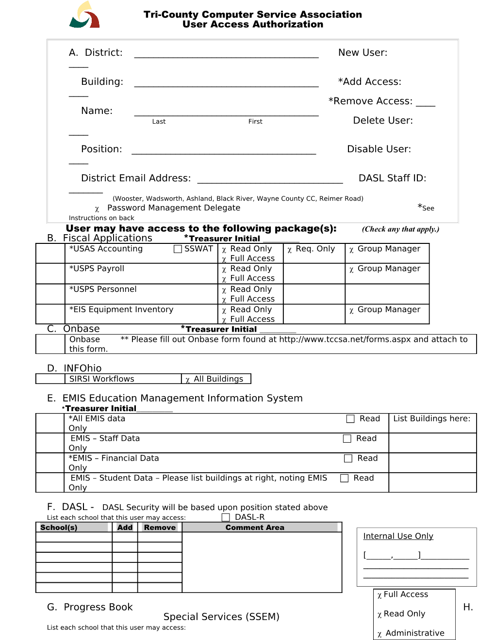 Authorization Form for Users