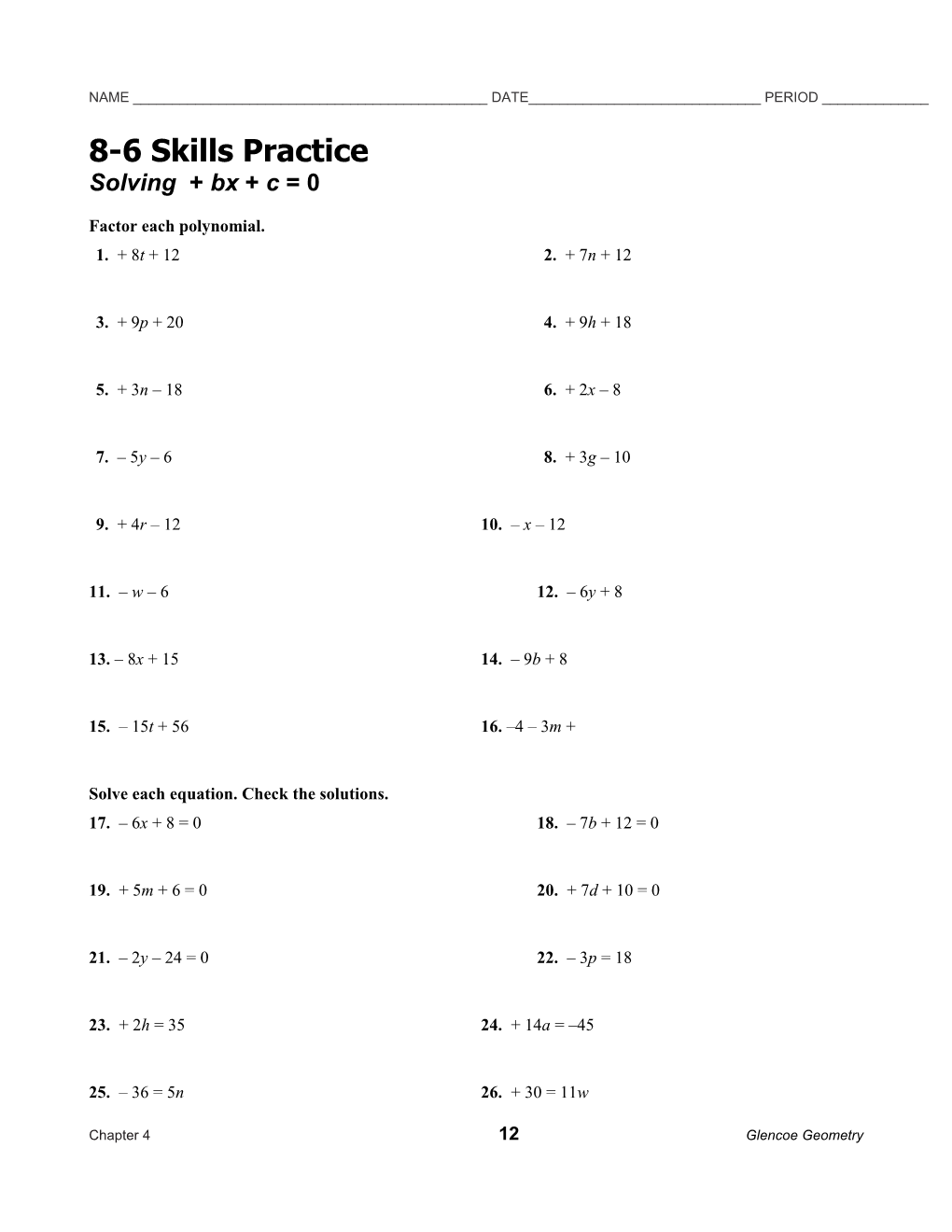 Solve Each Equation. Check the Solutions