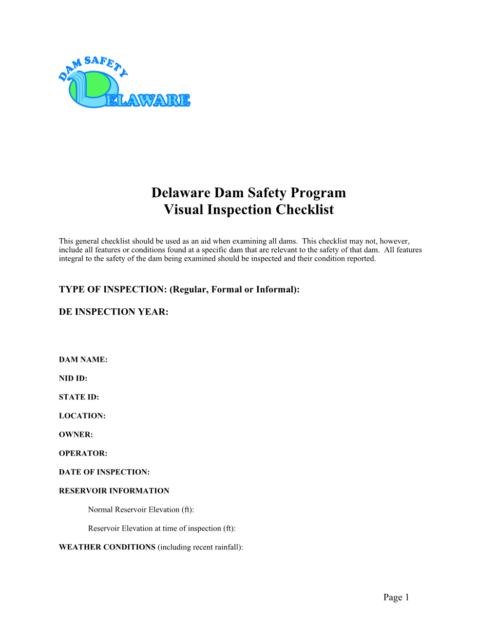 Delaware Dam Safety Program
