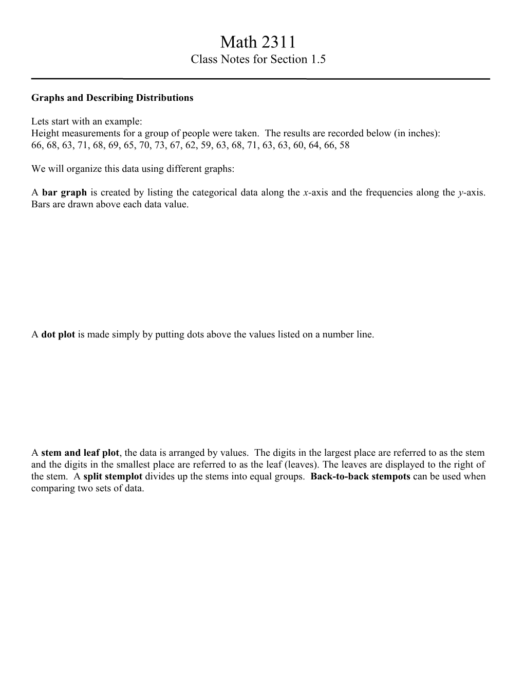 Graphs and Describing Distributions