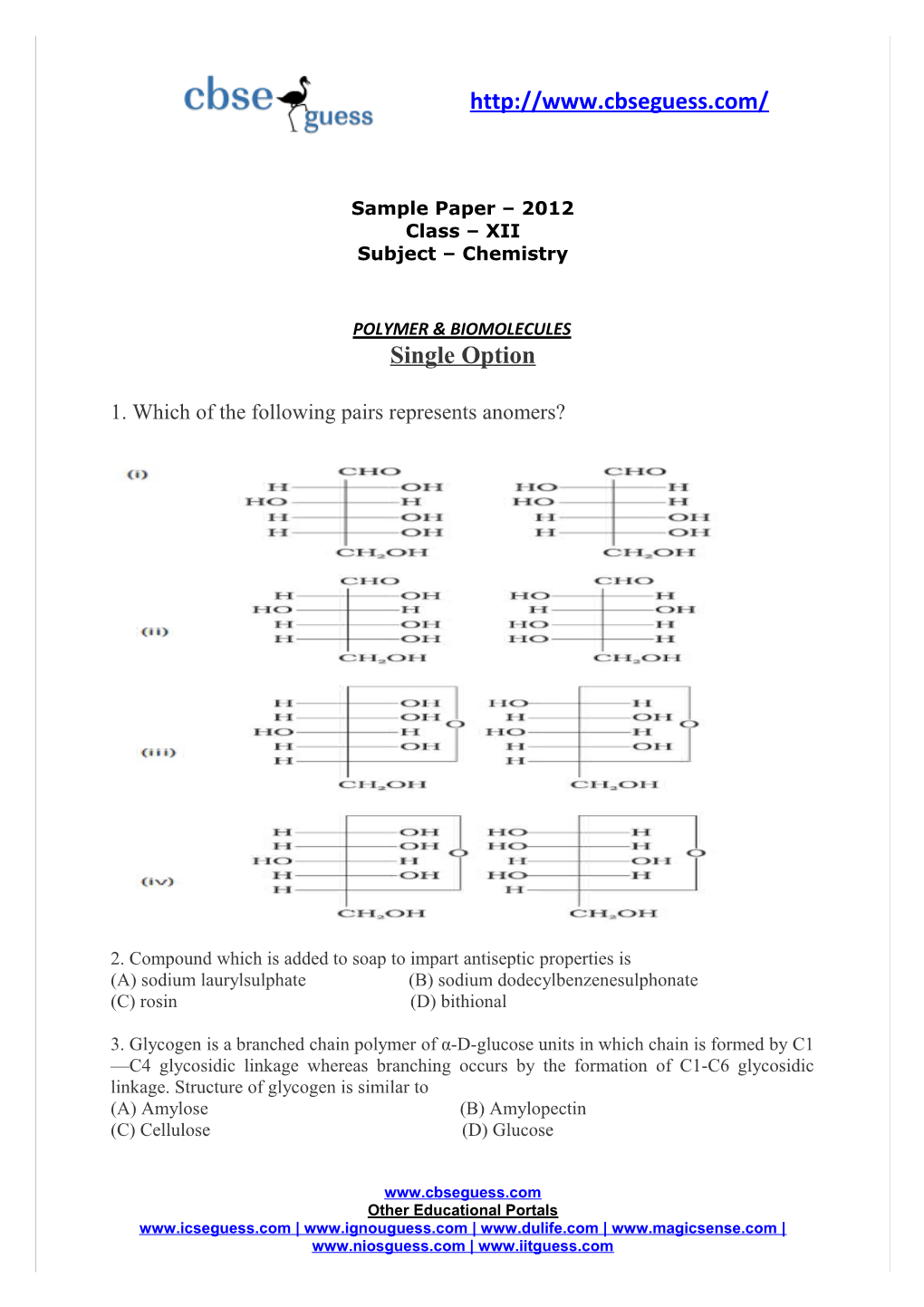 Sample Paper 2012 Class XII Subject Chemistry s1