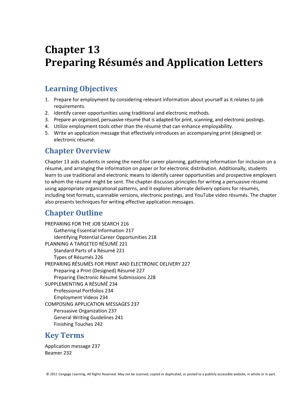 Chapter 13 Preparing Resumes and Application Messages